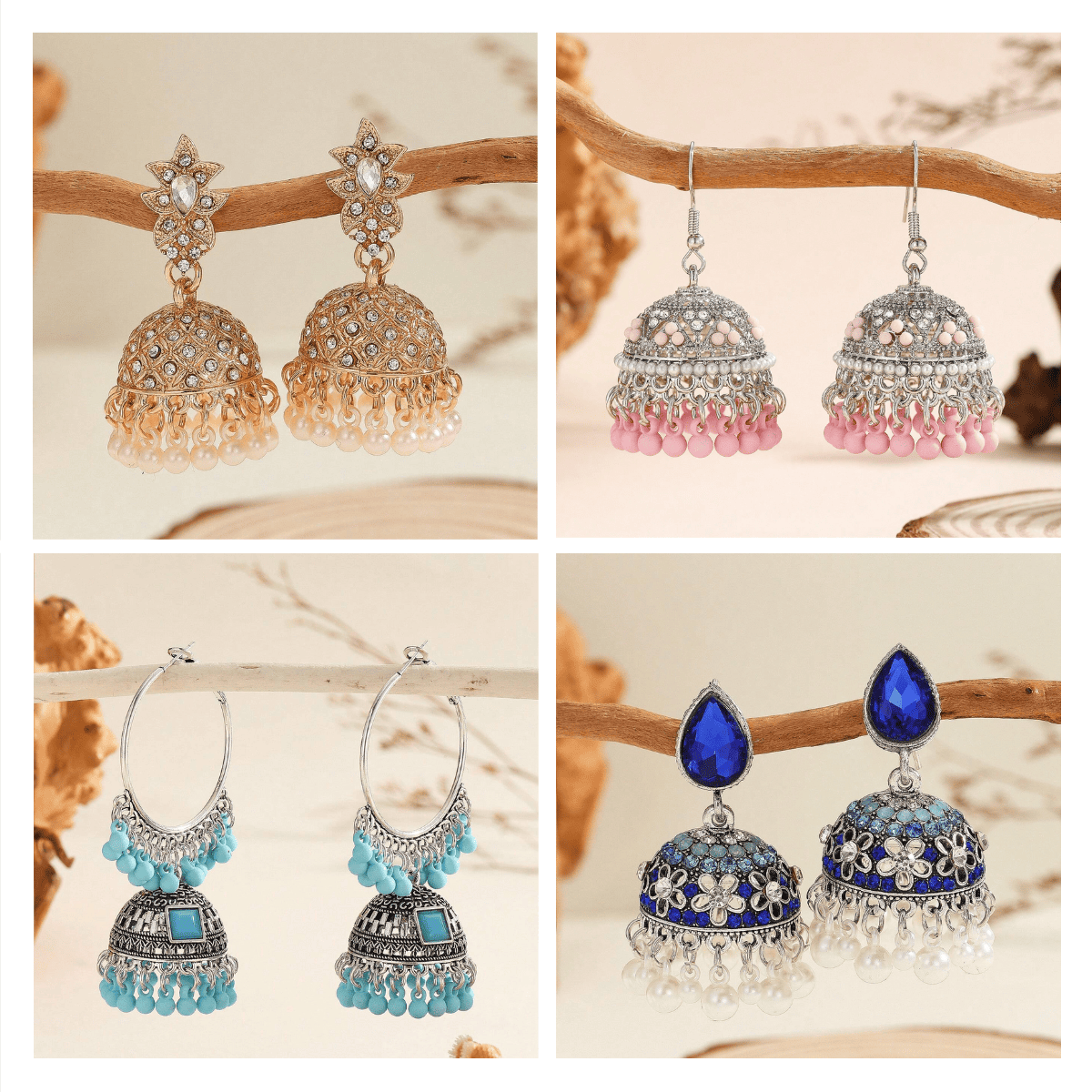 Aesthetic Adornments Series - Pack Of 12 Pair Multicolor Jhumka Earrings #1