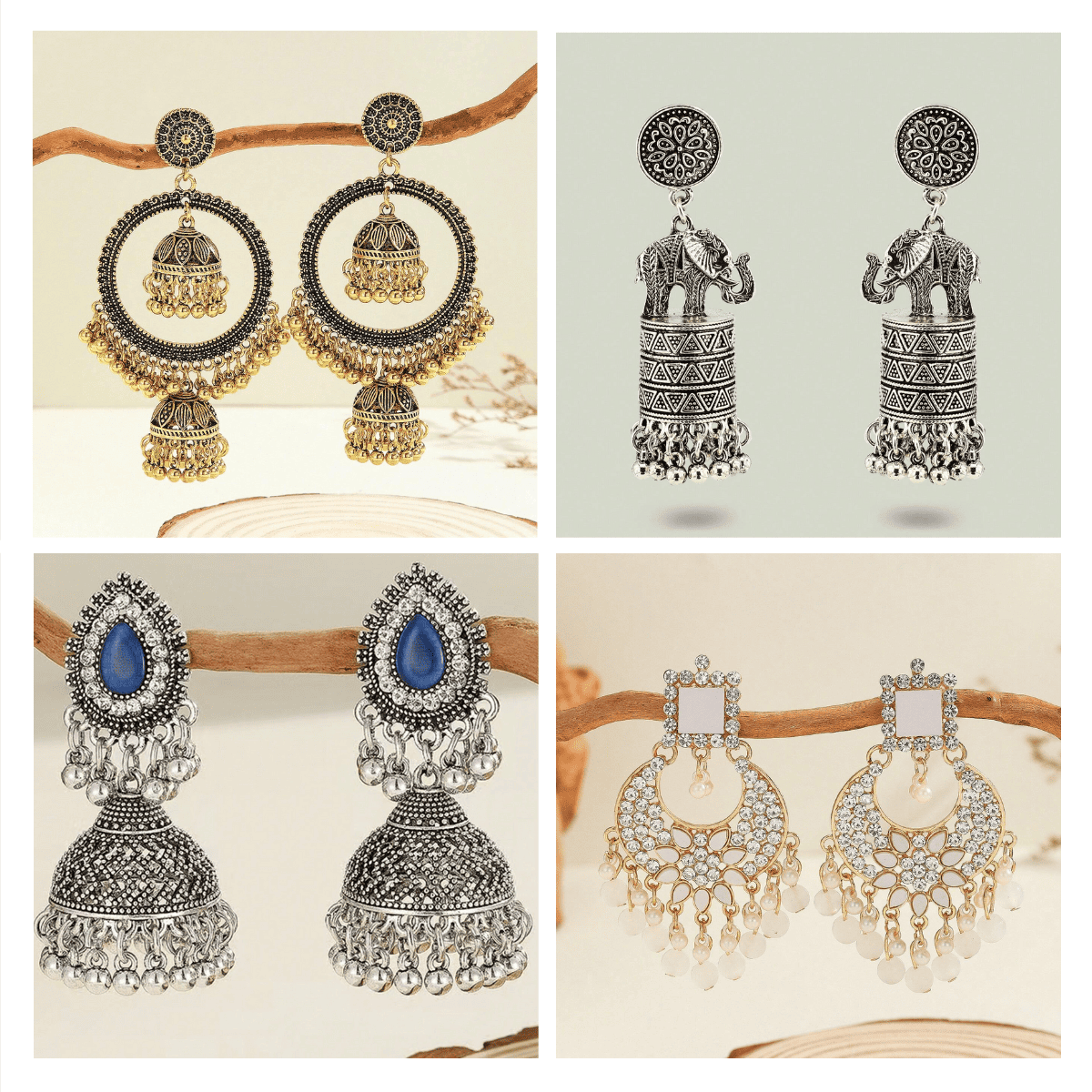 Aesthetic Adornments Series - Pack Of 12 Pair Multicolor Jhumka Earrings #1