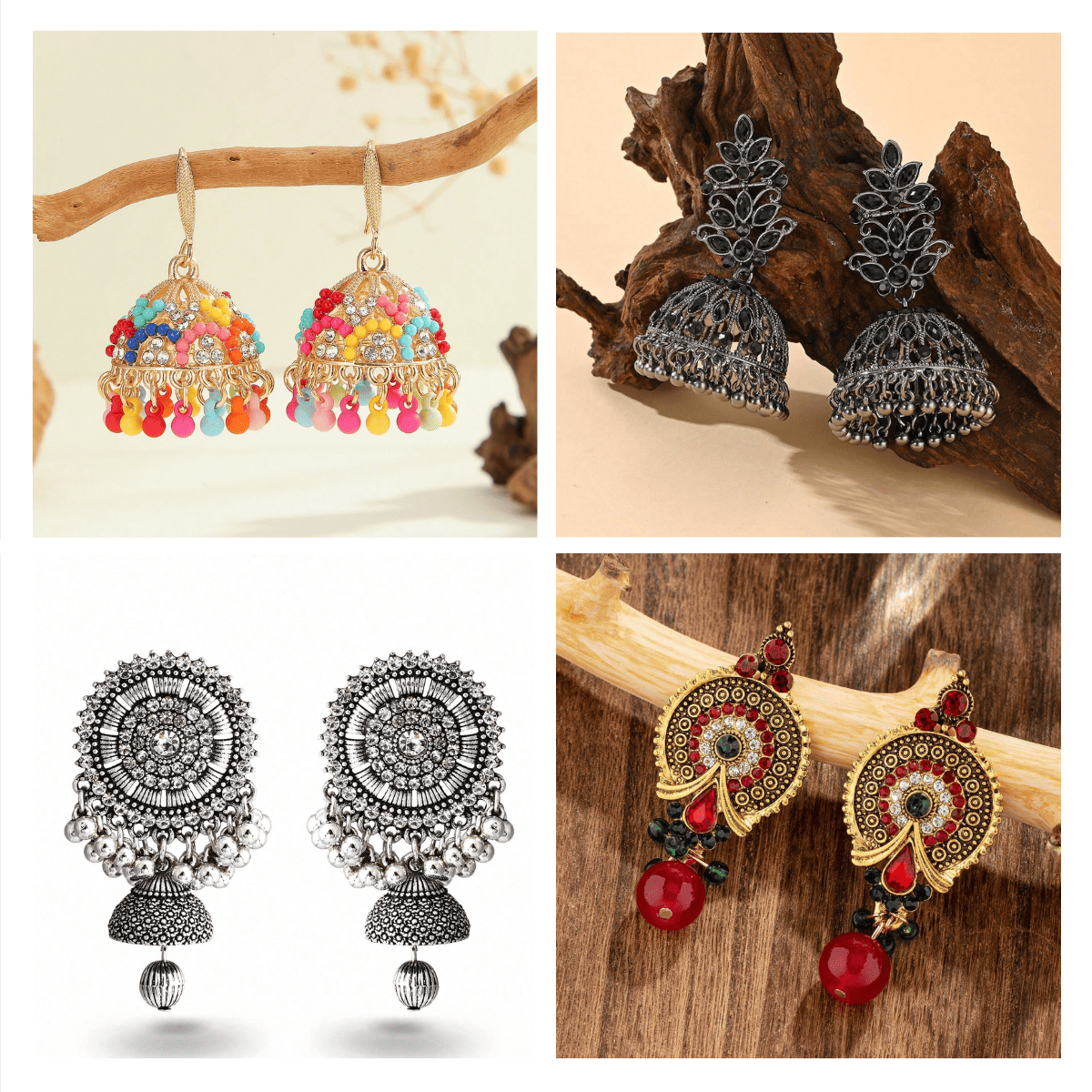 Aesthetic Adornments Series - Pack Of 12 Pair Multicolor Jhumka Earrings #1
