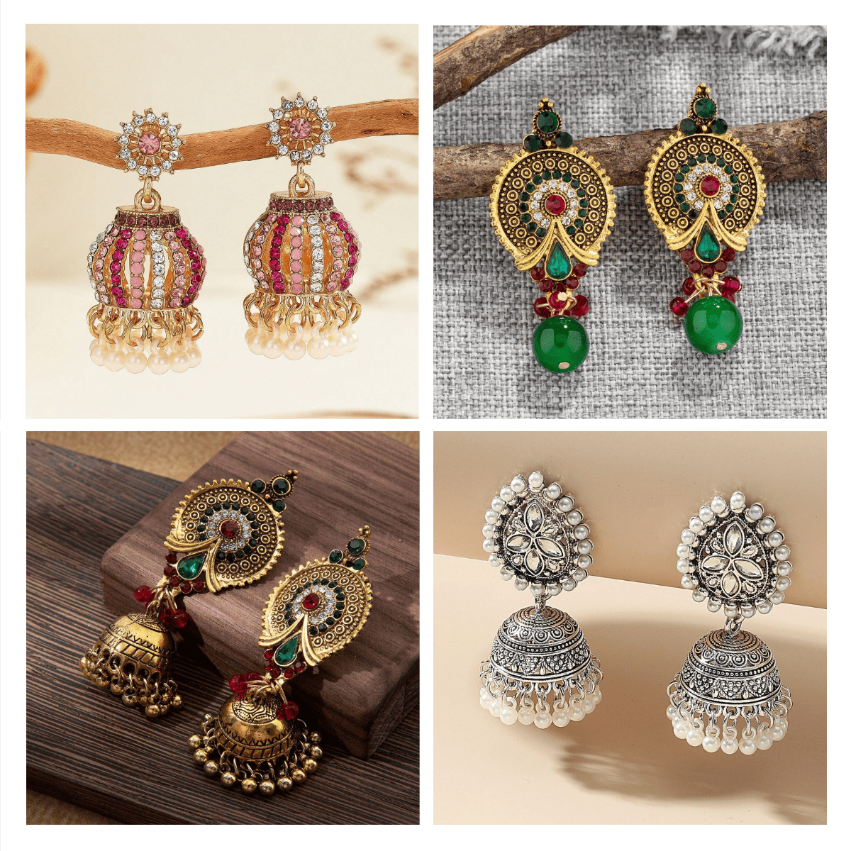 Cultural Charm Collection - Pack Of 12 Pair Jhumka Earrings #12