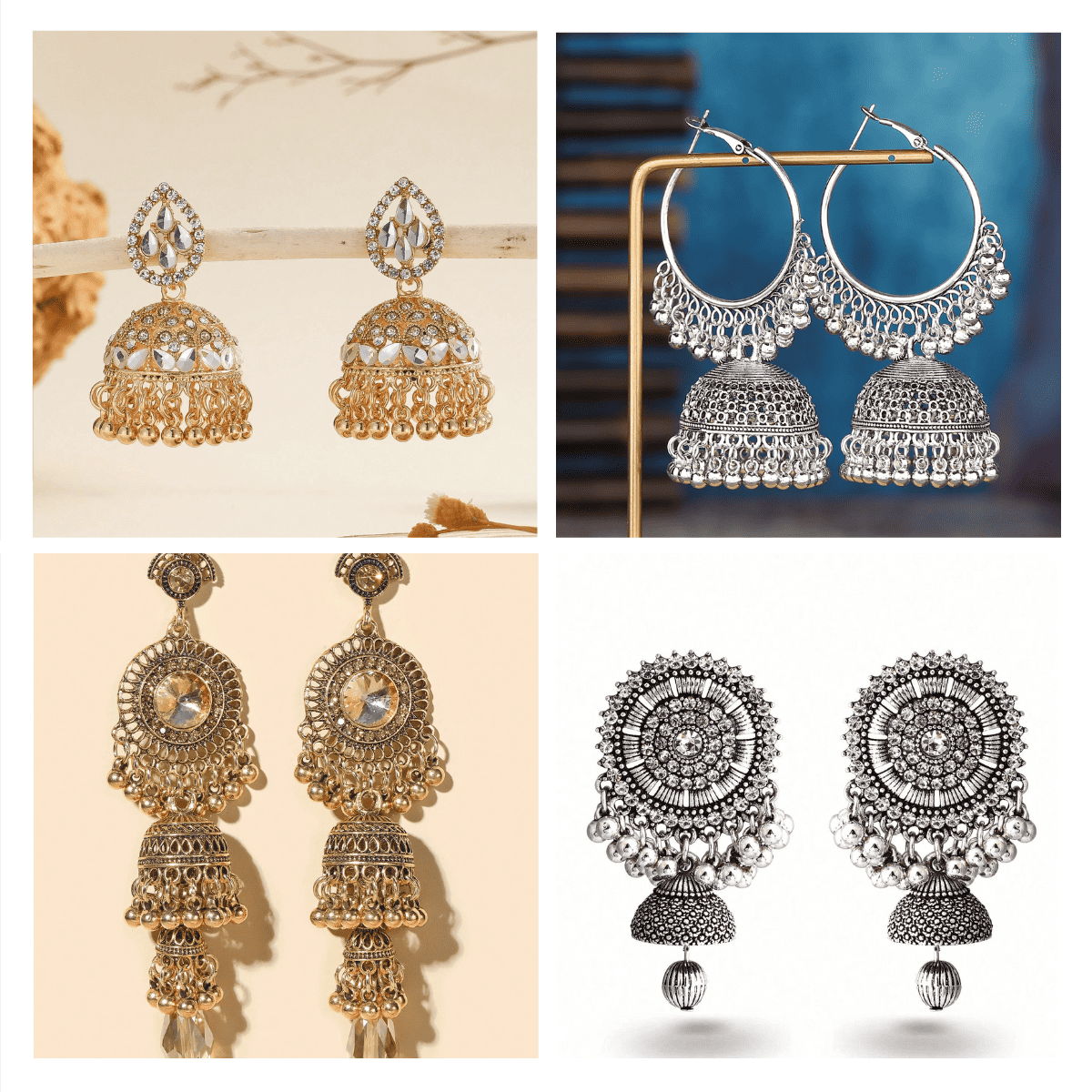 Timeless Reverie Collection - Pack Of 12 Pair Jhumka Earrings #13