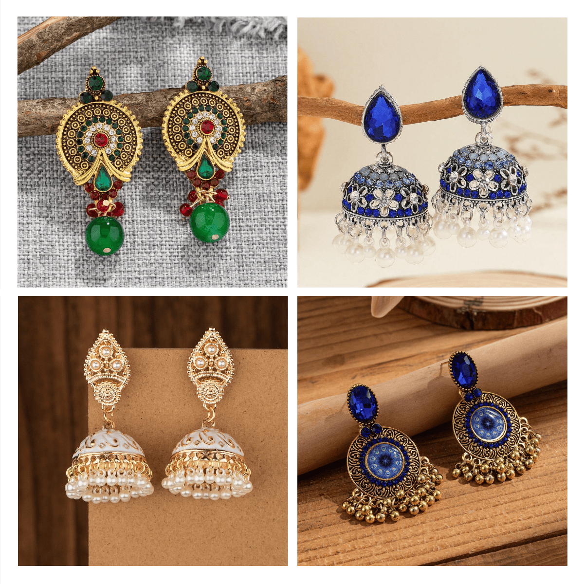 Cultural Canvas Collection - Pack Of 12 Pair Jhumka Earrings #14