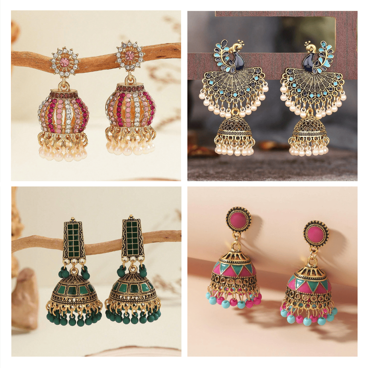 Cultural Canvas Collection - Pack Of 12 Pair Jhumka Earrings #14