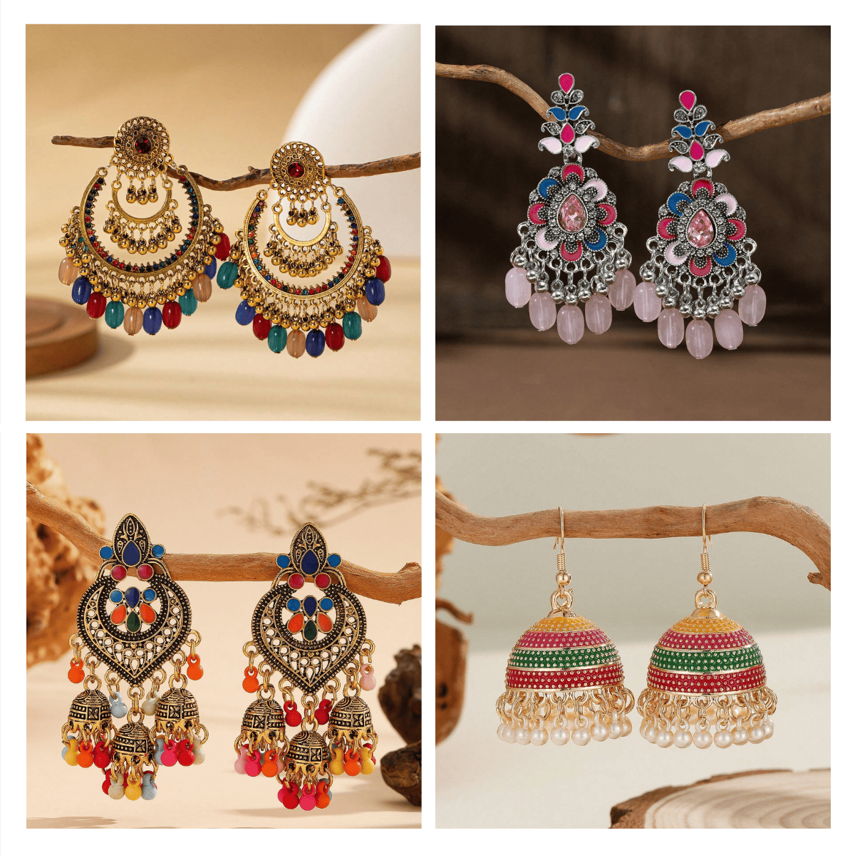 Cultural Canvas Collection - Pack Of 12 Pair Jhumka Earrings #14