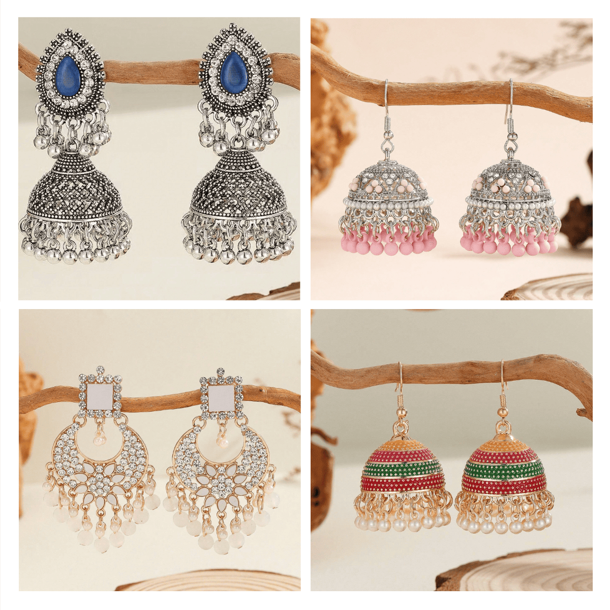 Fusion Adornments Collection - Pack Of 12 Pair Jhumka Earrings #15