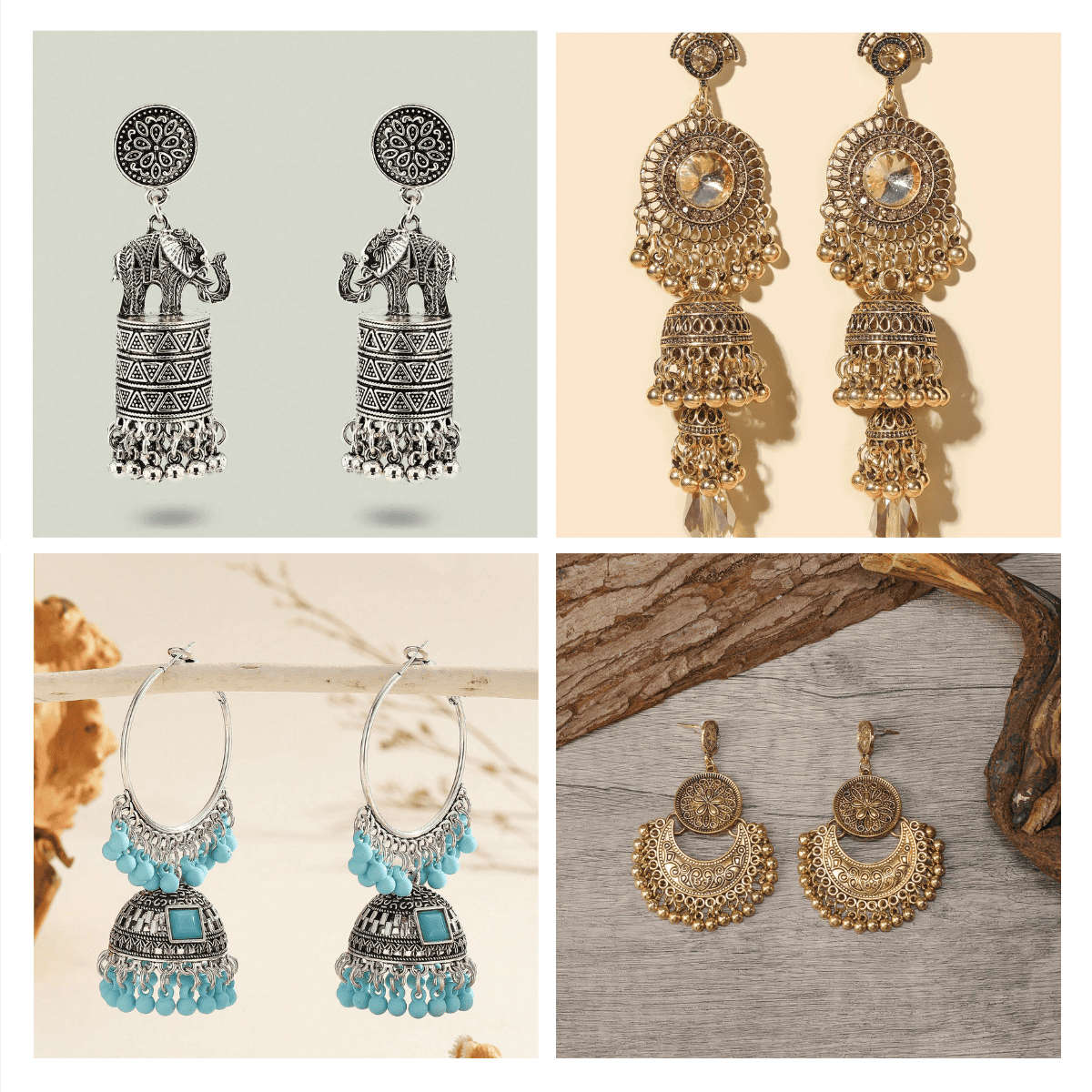 Fusion Adornments Collection - Pack Of 12 Pair Jhumka Earrings #15