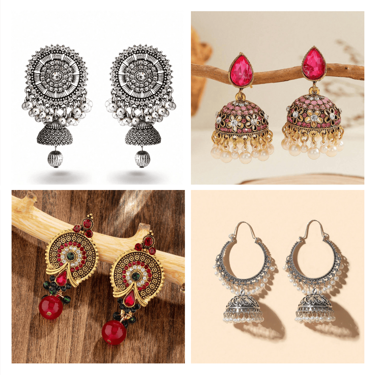 Fusion Adornments Collection - Pack Of 12 Pair Jhumka Earrings #15