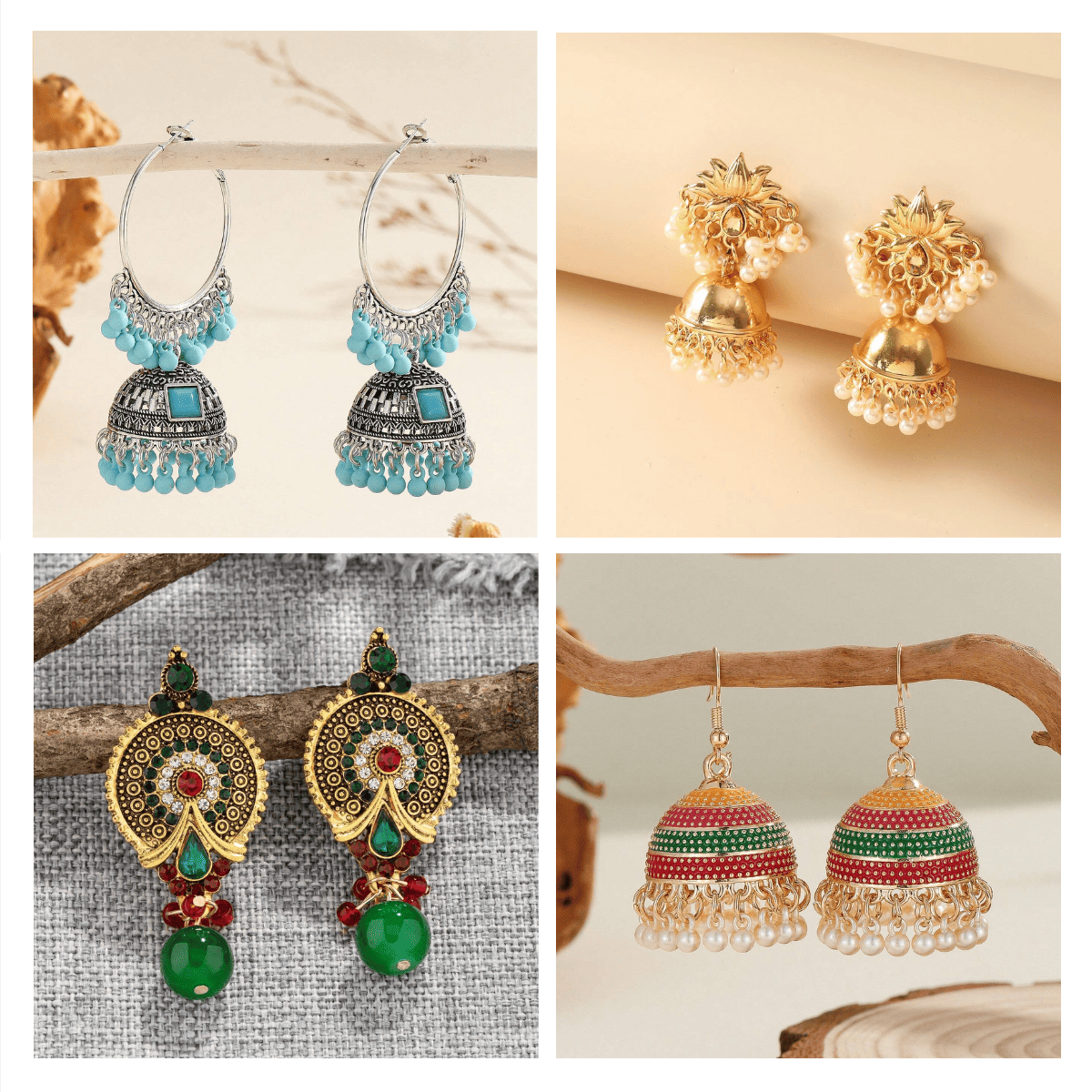 Timeless Tapestry Collection - Pack Of 12 Pair Jhumka Earrings #19