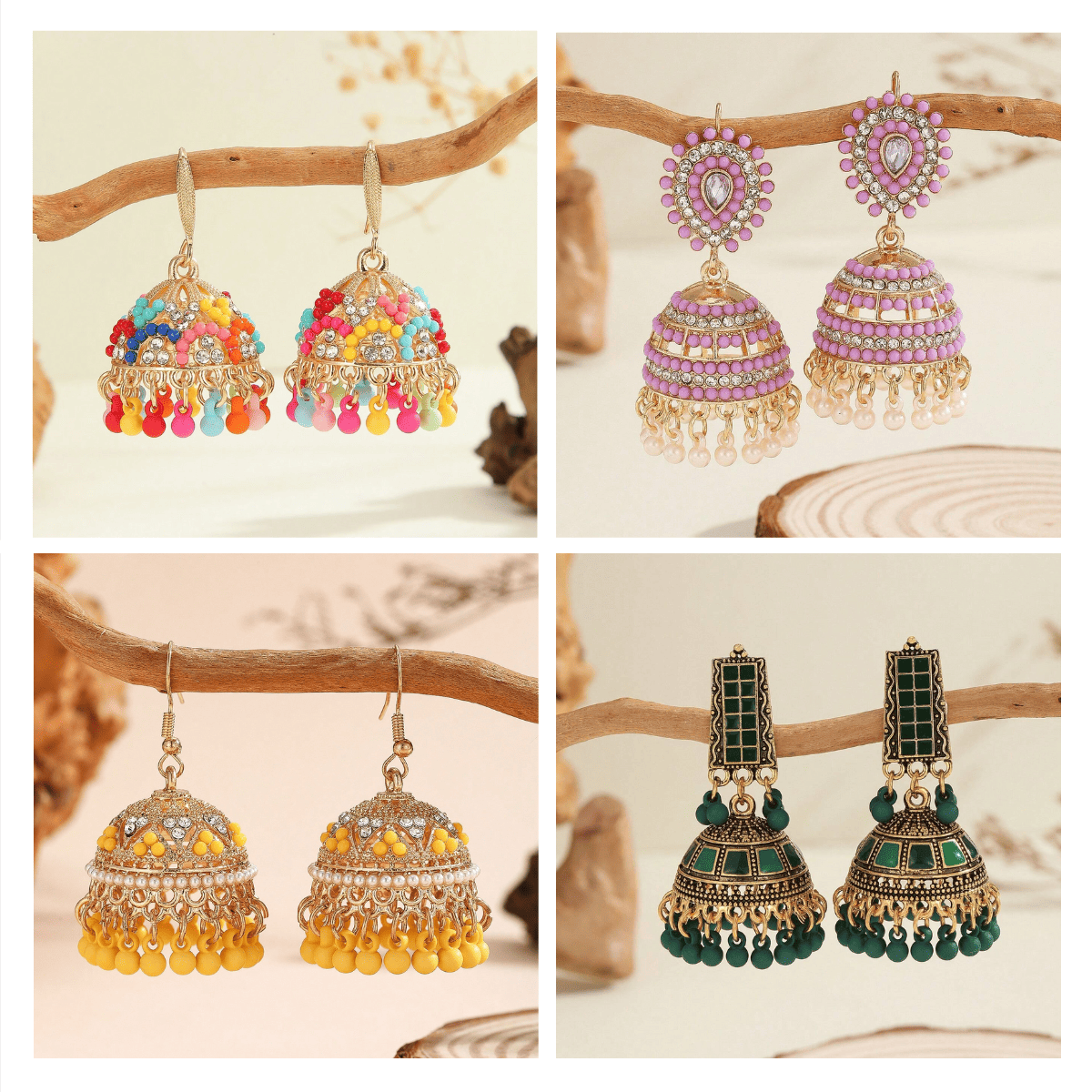 Timeless Tapestry Collection - Pack Of 12 Pair Jhumka Earrings #19