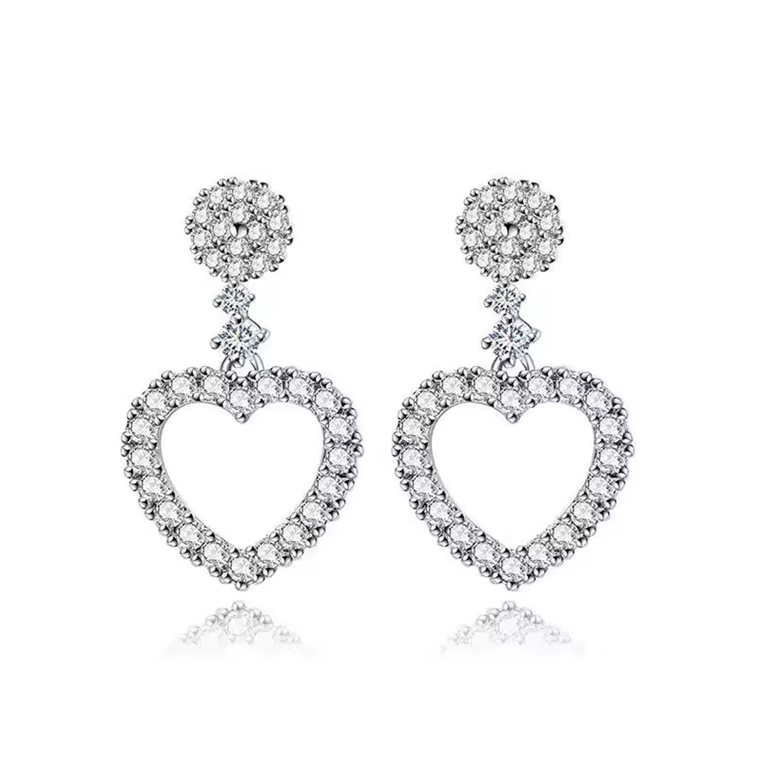 Silver Flowers Zircon Stud Earrings Accessories For Women Pack of 9 Pairs