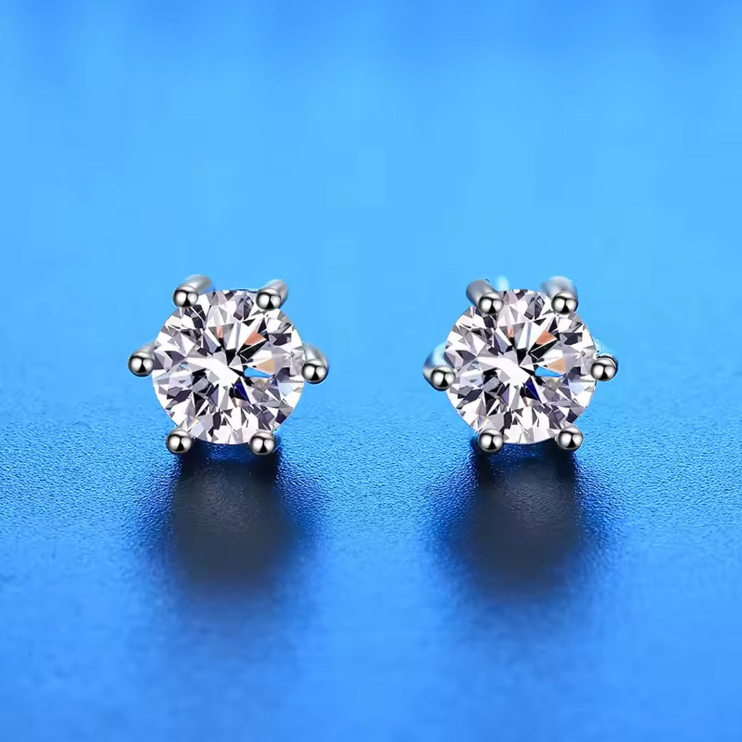 Silver Stud zircon Diamond Look Earrings For Women Jewelry Accessories Pack of 9 Pairs