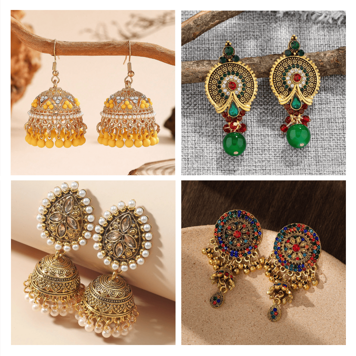 Regal Resonance Collection - Pack of 12 pair multicolor jhumka earrings #2