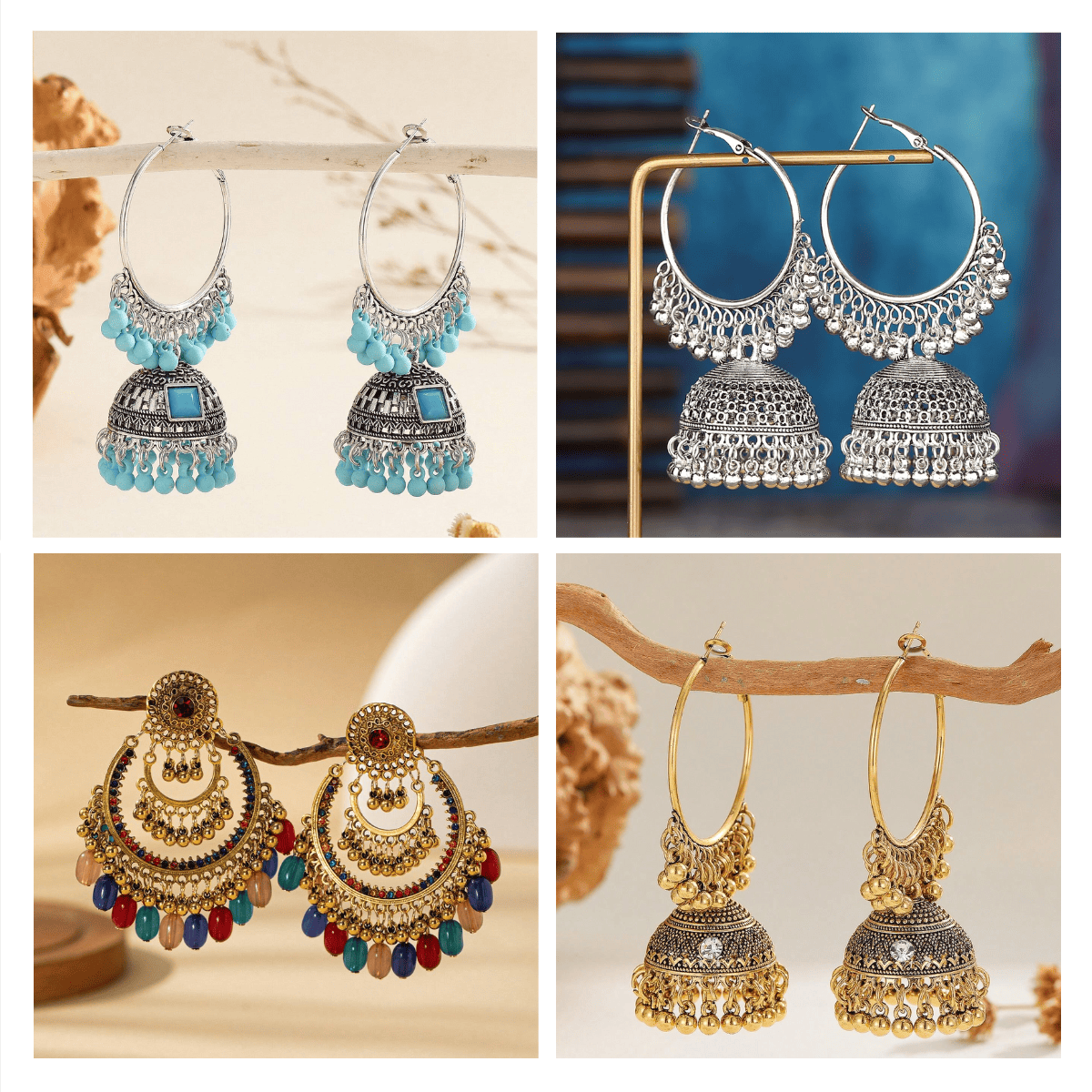 Gemstone Gallery Collection - Pack Of 12 Pair Jhumka Earrings #20