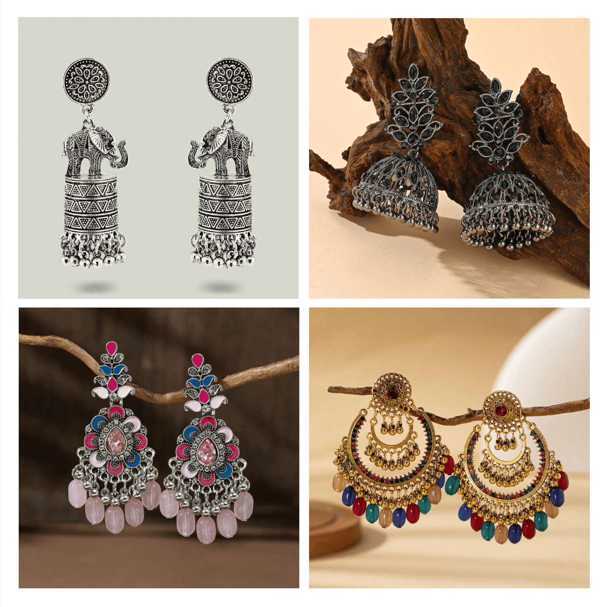 Fusion Finery Collection - Pack Of 12 Pair Jhumka Earrings #22