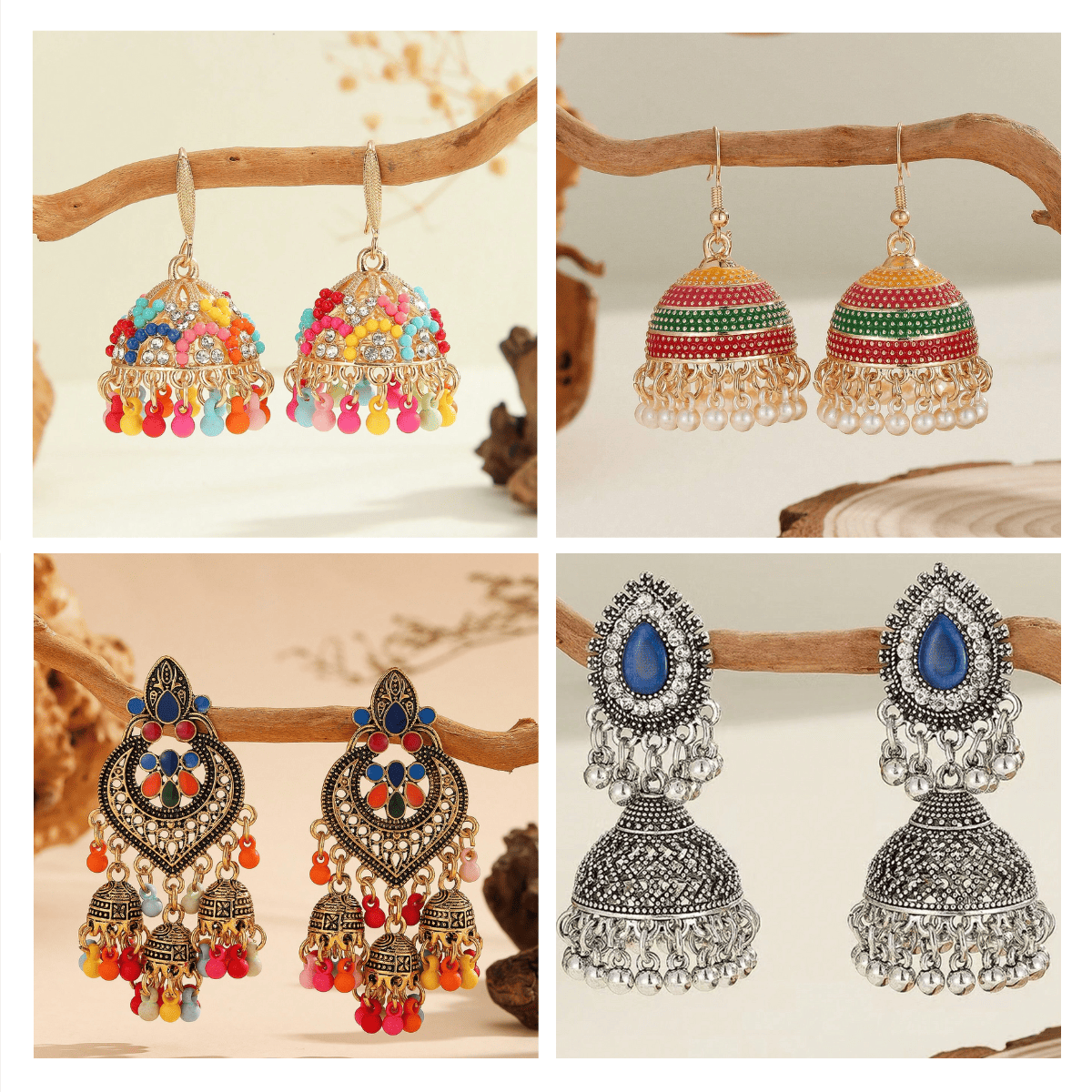 Fusion Finery Collection - Pack Of 12 Pair Jhumka Earrings #22