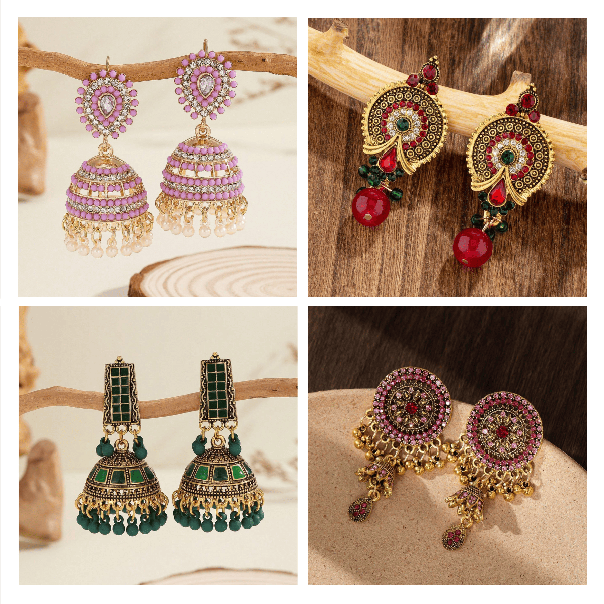 Fusion Finery Collection - Pack Of 12 Pair Jhumka Earrings #22