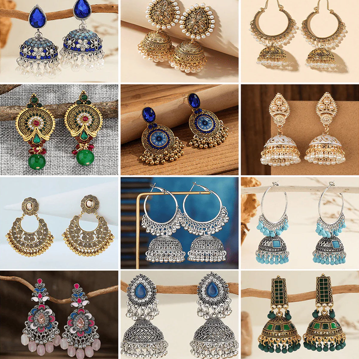 Elegant Echoes Collection - Pack Of 12 Pair Jhumka Earrings #5