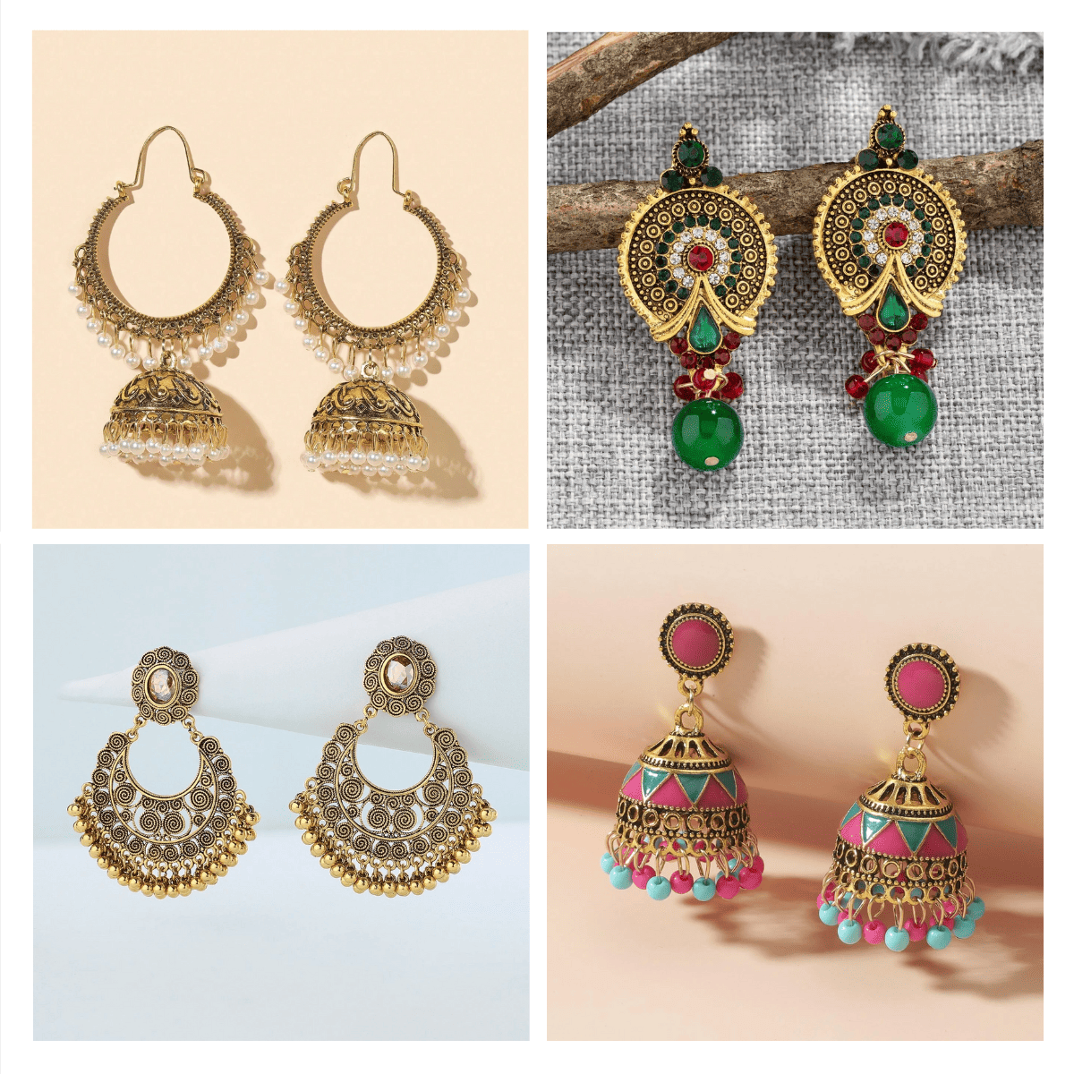 Cultural Chic Series - Pack Of 12 Pair Jhumka Earrings #25