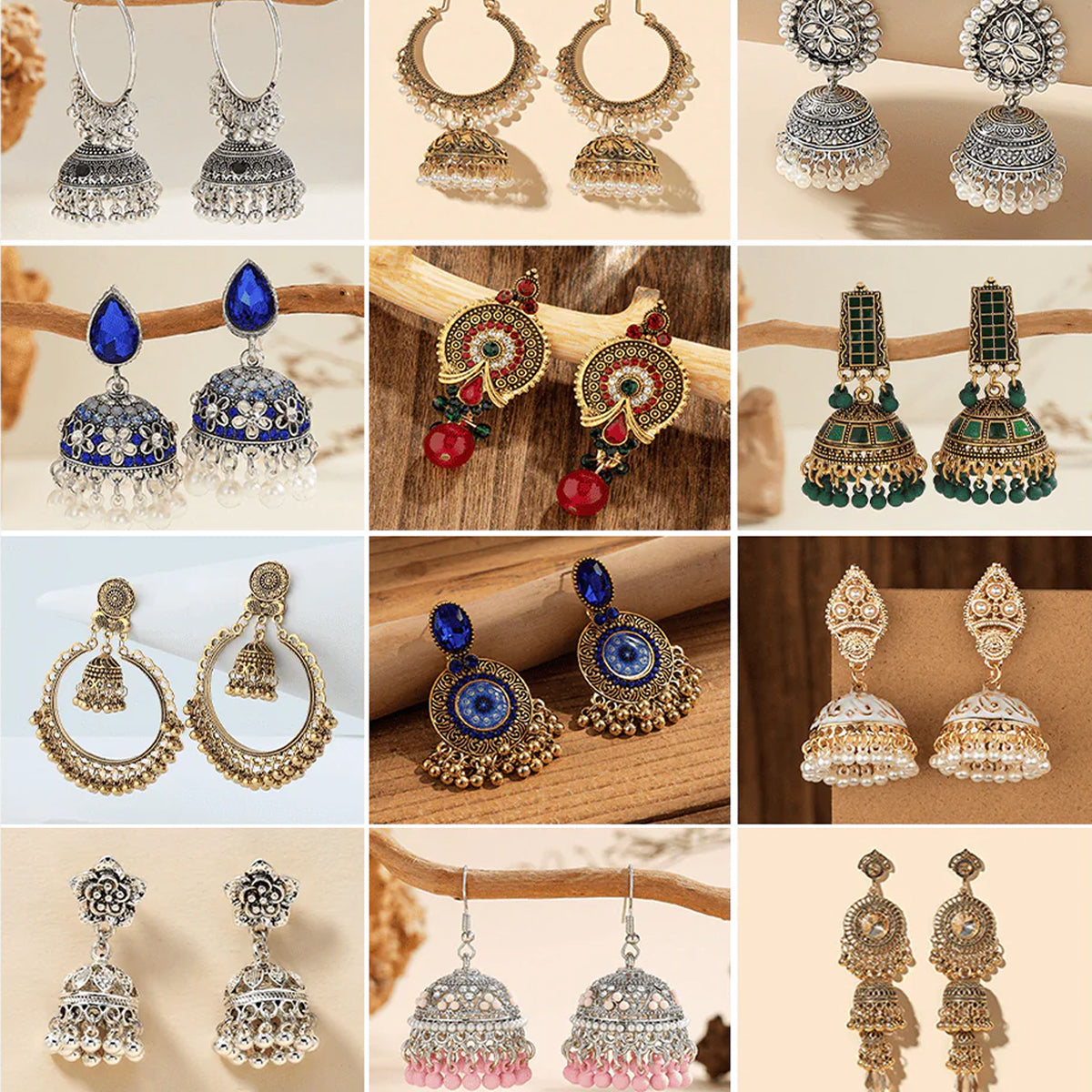 Artisan Aura Jhumka Series - Pack Of 12 Pair Jhumka Earrings #9