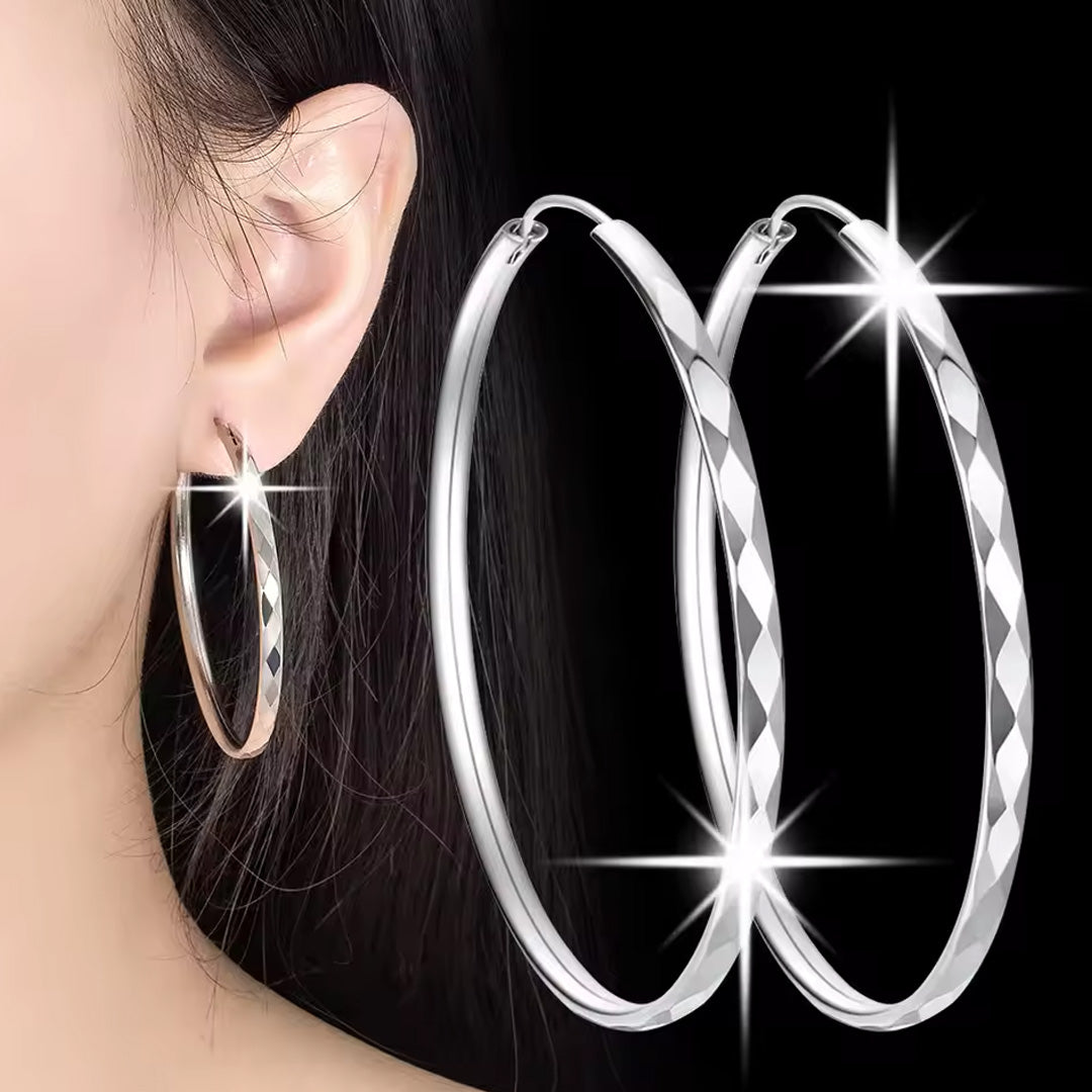 Top Quality Silver Round Circle Hoop Earrings For Woman Fashion Pack of 9 pairs