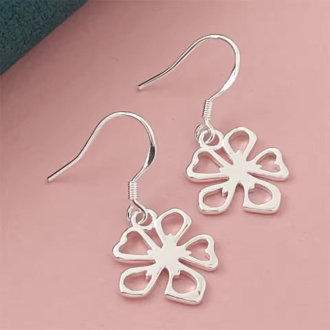 Silver Heart Shape Earrings Women Exquisite Jewelry Accessories Pack of 9 Pairs