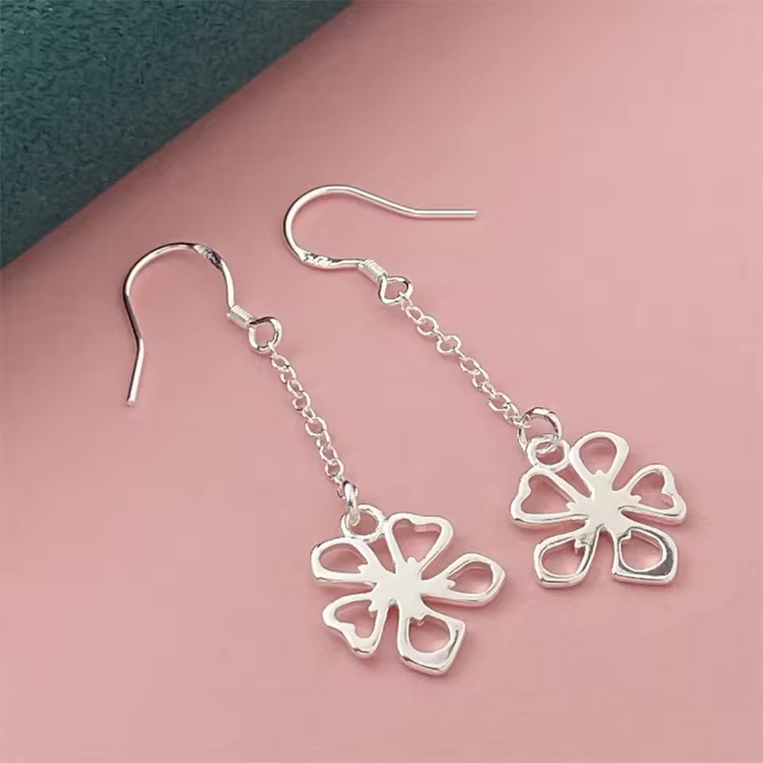 Silver Heart Shape Earrings Women Exquisite Jewelry Accessories Pack of 9 Pairs