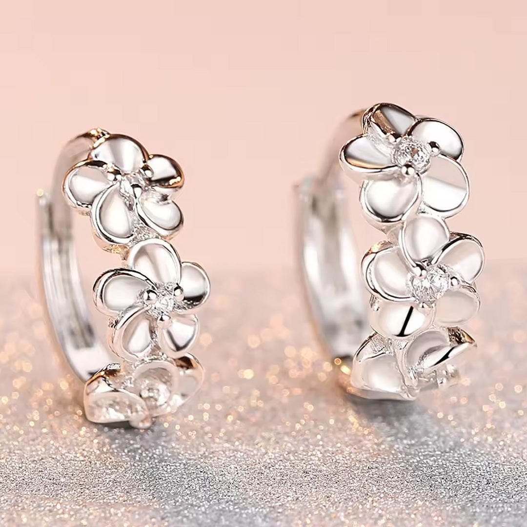 Sterling Silver Zircon Buckle Earrings For Exquisite Women Fashion Accessories pack of 9 pairs
