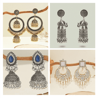 Aesthetic Adornments Series - Pack Of 12 Pair Multicolor Jhumka Earrings #1