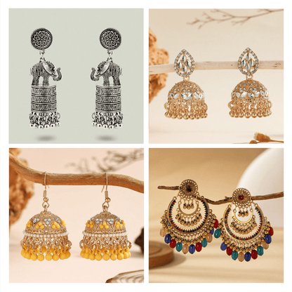 Versatile Vibes Jhumka Series -  Pack Of 12 Pair multicolor Jhumka Earrings #10