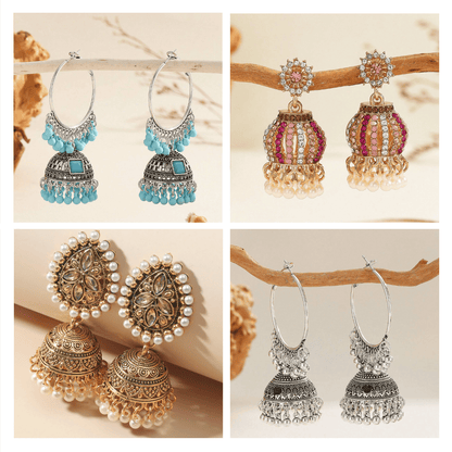 Versatile Vibes Jhumka Series -  Pack Of 12 Pair multicolor Jhumka Earrings #10