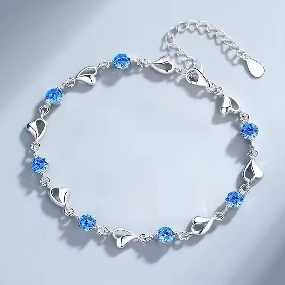 Women Elegant Waterdrop Rhinestone Pendant Necklace & Bracelet Jewelry Set of 3