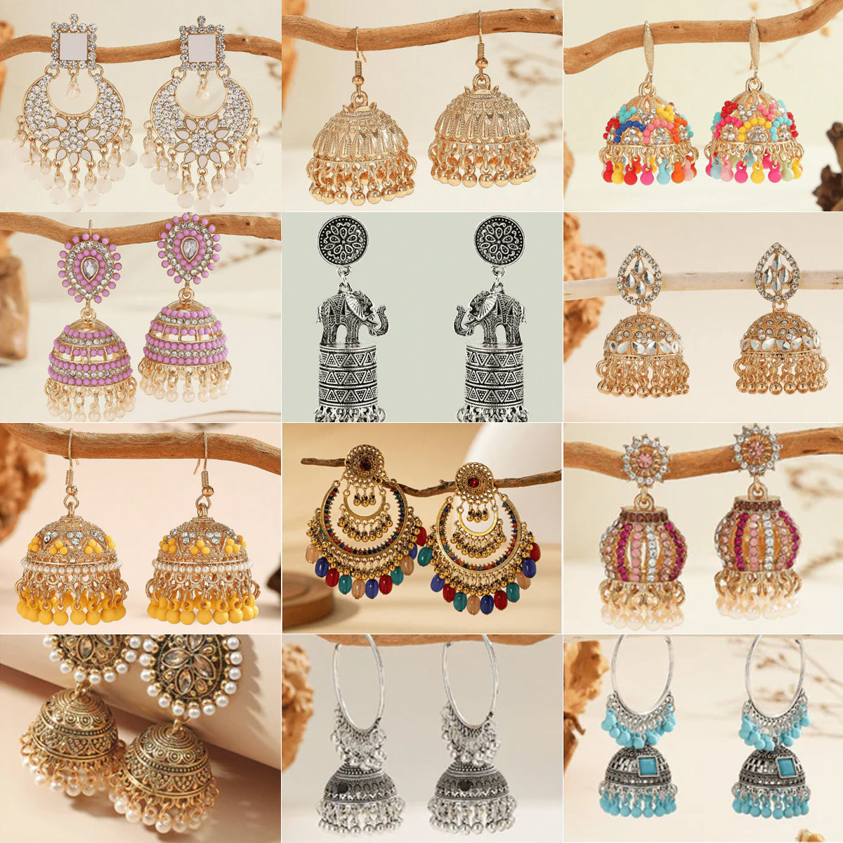 Versatile Vibes Jhumka Series -  Pack Of 12 Pair multicolor Jhumka Earrings #10