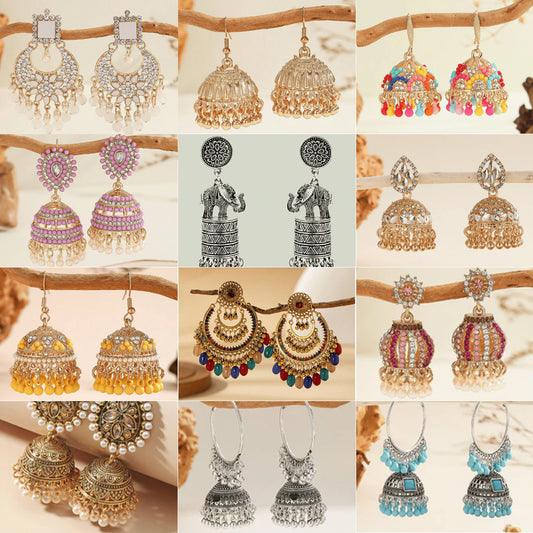 Versatile Vibes Jhumka Series -  Pack Of 12 Pair multicolor Jhumka Earrings #10