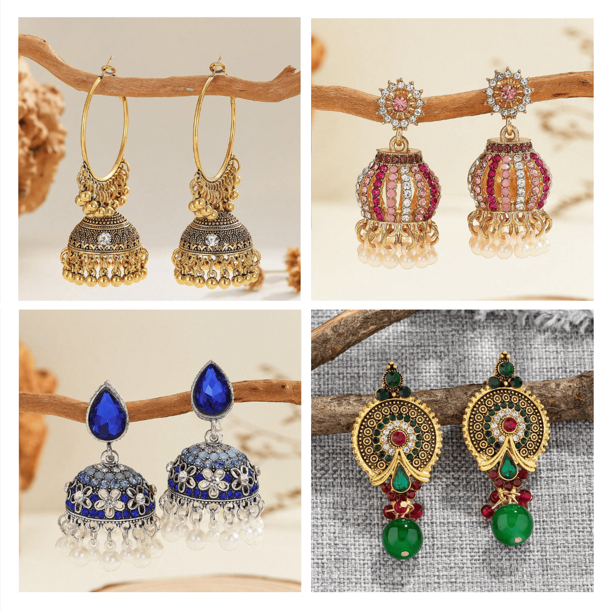 Jhumka Jewel Symphony -  Pack Of 12 Pair Jhumka Earrings #11