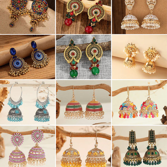 Timeless Tapestry Collection - Pack Of 12 Pair Jhumka Earrings #19