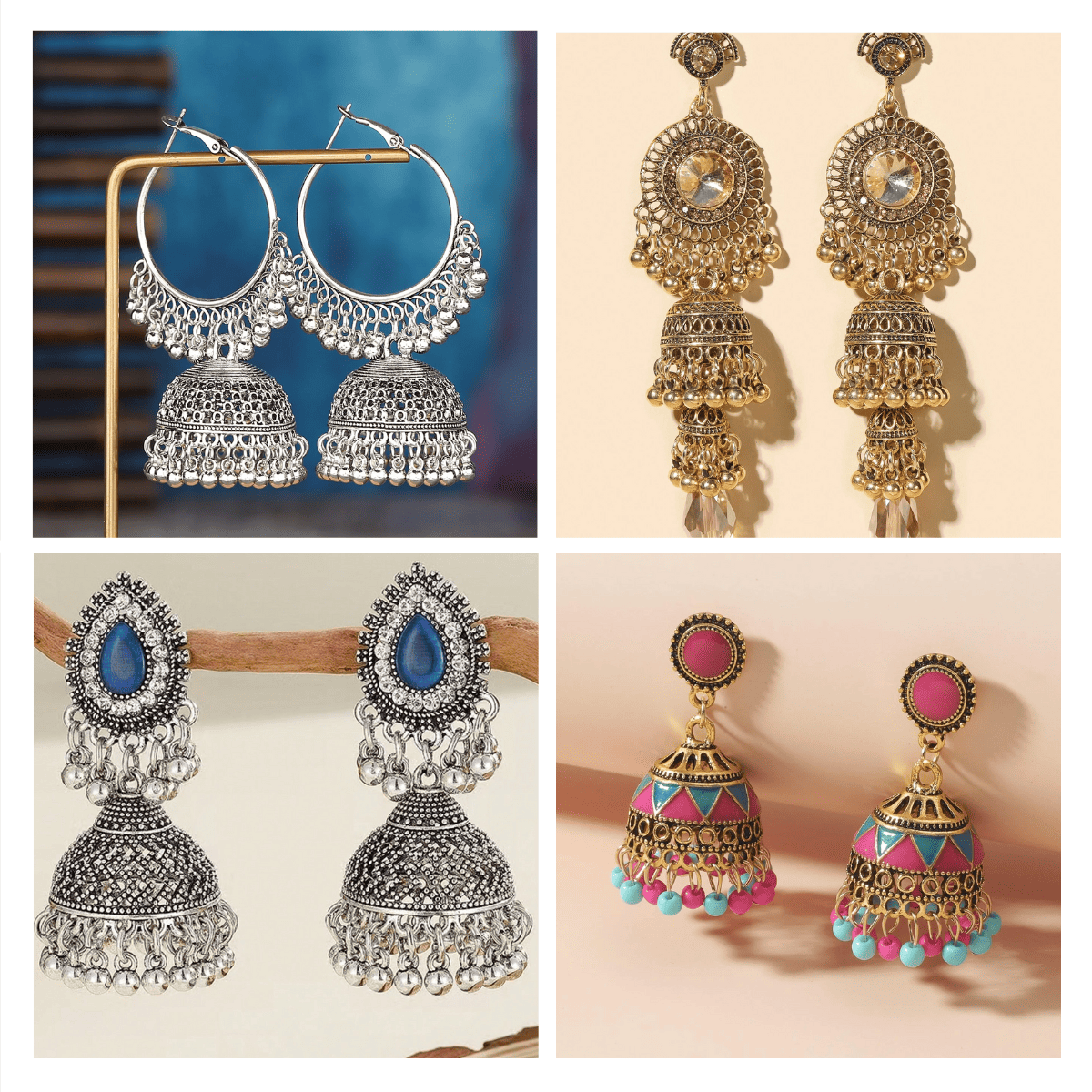 Cultural Charm Collection -  Pack Of 12 Pair Jhumka Earrings #12