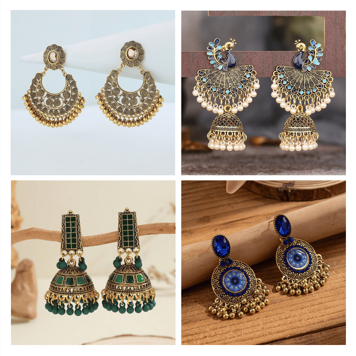 Cultural Charm Collection -  Pack Of 12 Pair Jhumka Earrings #12
