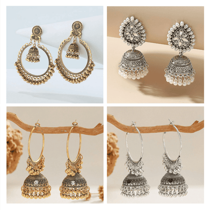 Timeless Reverie Collection -  Pack Of 12 Pair Jhumka Earrings #13