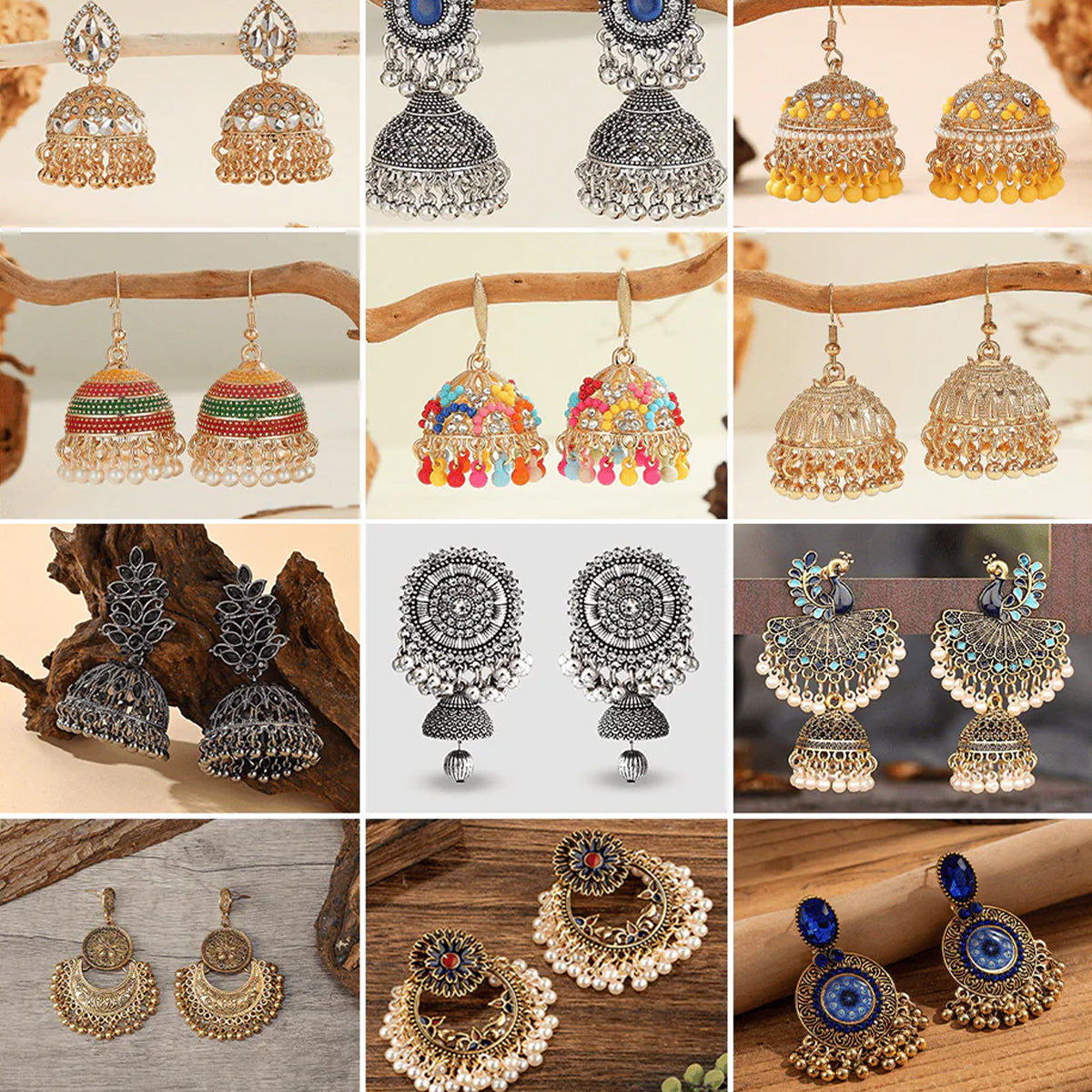 Timeless Jhumka Treasures - Pack of 12 pair jhumka earrings #4