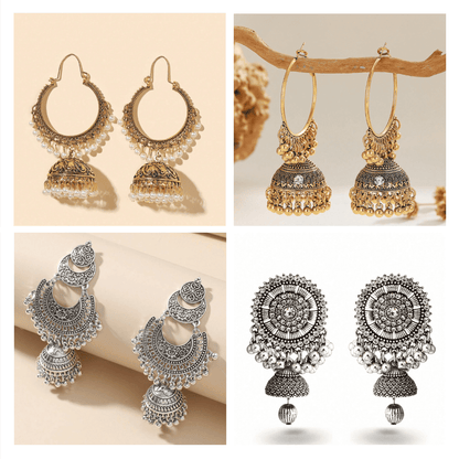 Divine Adornments Series - Pack Of 12 Pair Jhumka Earrings #16