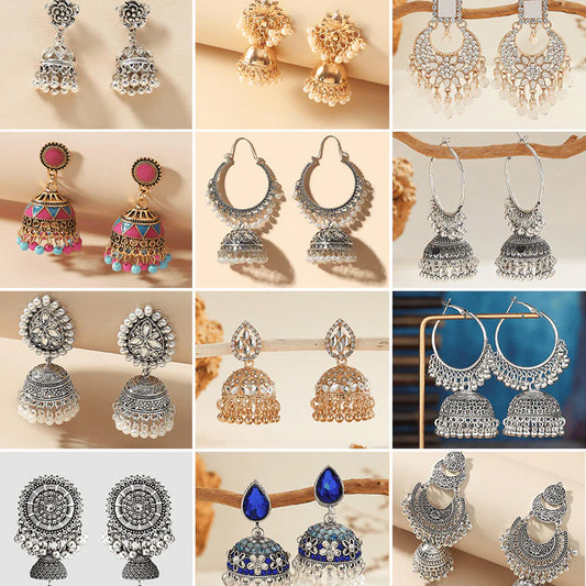 Luxe Heritage Collection - Pack Of 12 Pair Jhumka Earrings #23