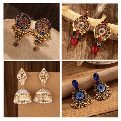 Timeless Tapestry Collection - Pack Of 12 Pair Jhumka Earrings #19