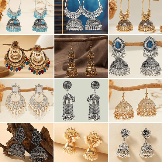 Gemstone Gallery Collection - Pack Of 12 Pair Jhumka Earrings #20