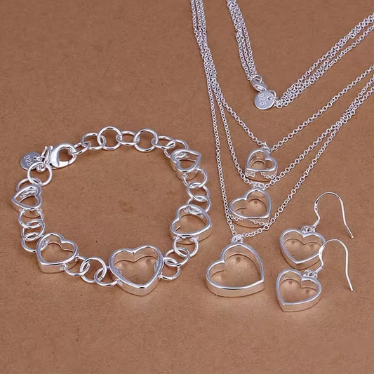 Women Elegant Waterdrop Rhinestone Pendant Necklace,Hook Earrings & Bracelet Jewelry Set of 4 (Copy)