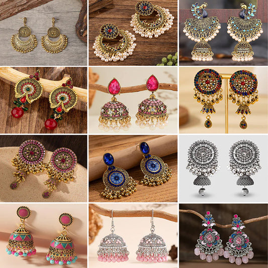 Cultural Cascade Series - Pack Of 12 Pair Jhumka Earrings #21