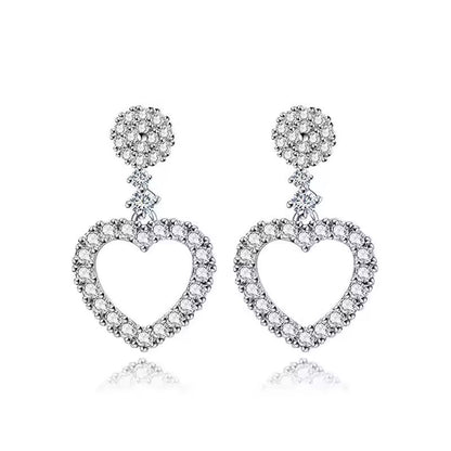 Silver Flowers Zircon Stud Earrings Accessories For Women Pack of 9 Pairs