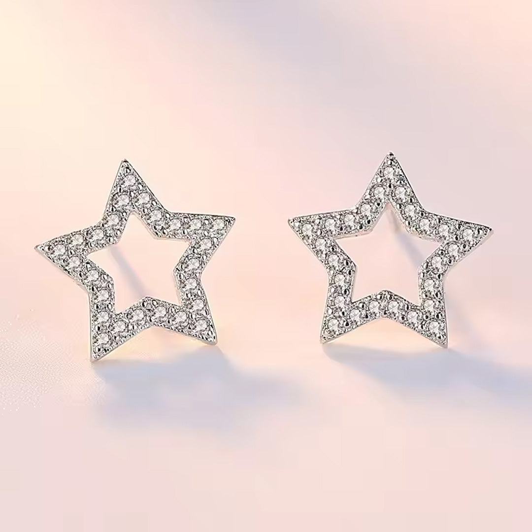 Silver Heart AAA Zircon Stud Earrings Accessories For Women Pack of 9 Pairs