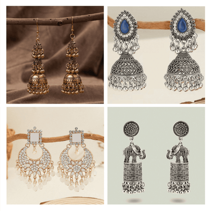 Gemstone Gallery Collection - Pack Of 12 Pair Jhumka Earrings #20