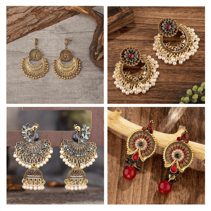 Cultural Cascade Series - Pack Of 12 Pair Jhumka Earrings #21