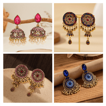 Cultural Cascade Series - Pack Of 12 Pair Jhumka Earrings #21